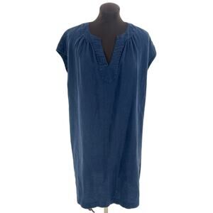 White Label The White Company Navy 100% Linen Shift Dress Size 8 Lagenlook Beach